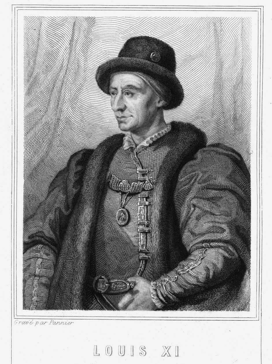 صورة لويس الحادي عشر (1423 - 1483) ، ملك فرنسا - في "Histoire des Français" للافالي ، نقش ، بدون تاريخ. بواسطة فنان غير معروف