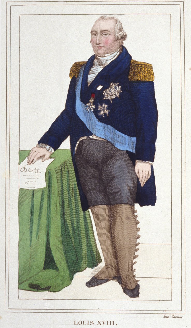 صورة لويس الثامن عشر (1755 - 1824) ، ملك فرنسا نقش عام 1830. بواسطة فنان غير معروف