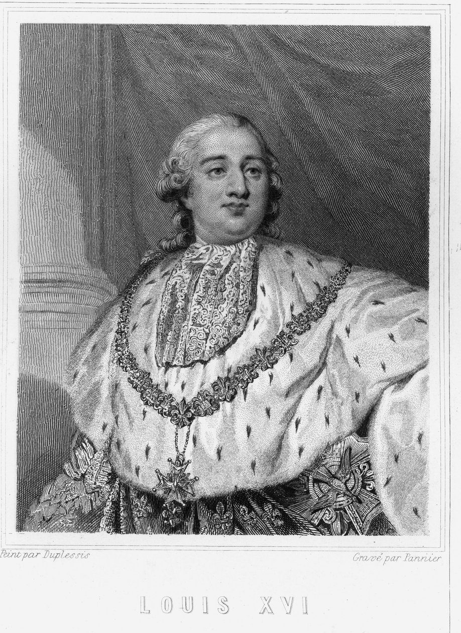 صورة لويس السادس عشر (1754 - 1793) ، ملك فرنسا - في "Histoire des Français" للافالي ، نقش ، بدون تاريخ. بواسطة فنان غير معروف