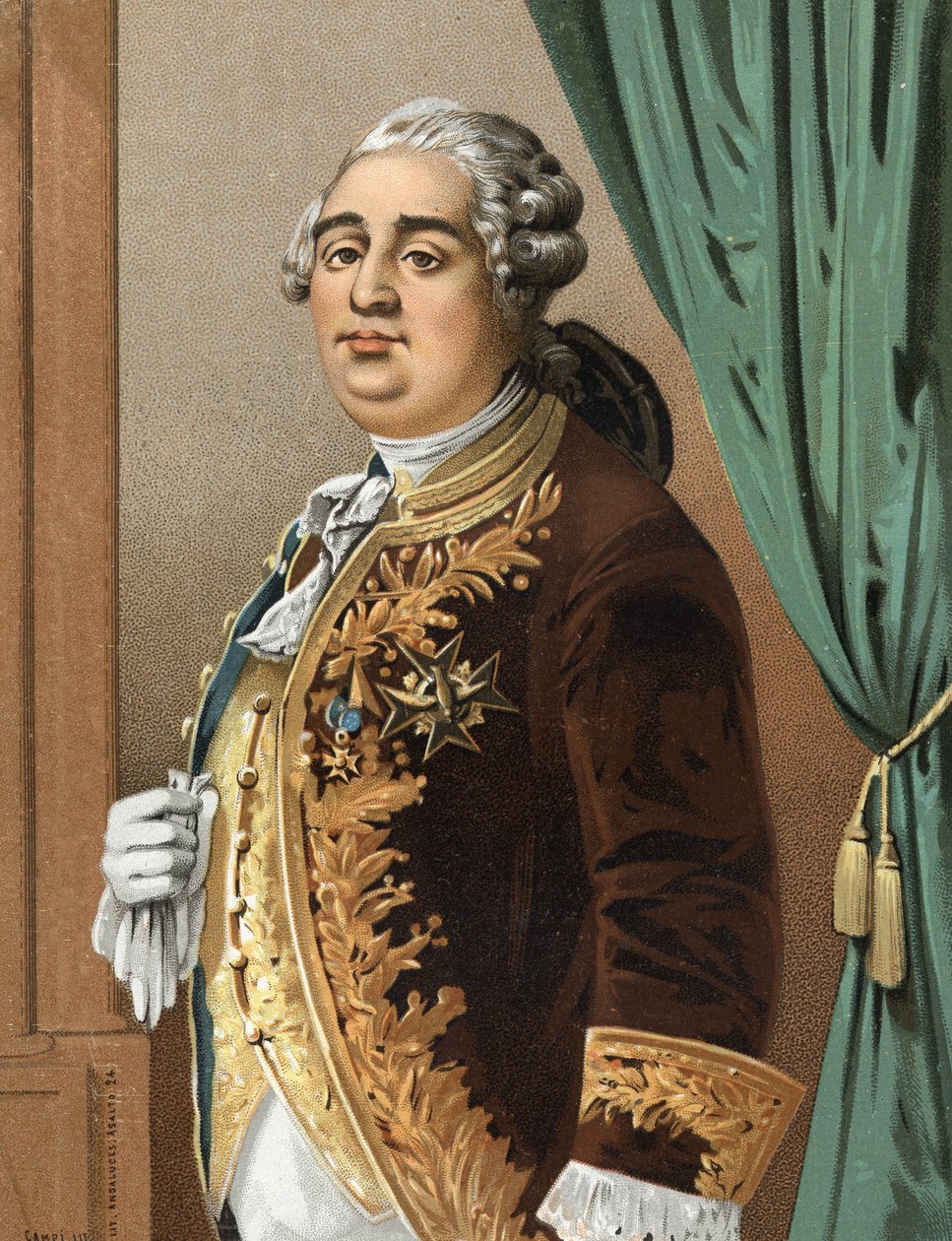 صورة لويس السادس عشر (1754 - 1793) ملك فرنسا بعد "مشاهير الرجال والنساء". برشلونة 1877. بواسطة فنان غير معروف