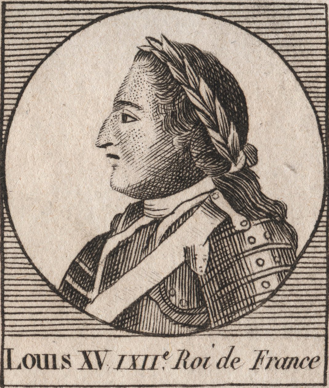 صورة لويس الخامس عشر (1710-1774) دي لو بيان أيم ، ملك فرنسا من 1715 إلى 1774 - لويس الخامس عشر ، المعروف باسم لويس الحبيب ، ملك فرنسا - نقش من "Instruction sur l'Histoire de France" "لتشارلز كونستانت لو تيلير 1821 بواسطة فنان غير معروف