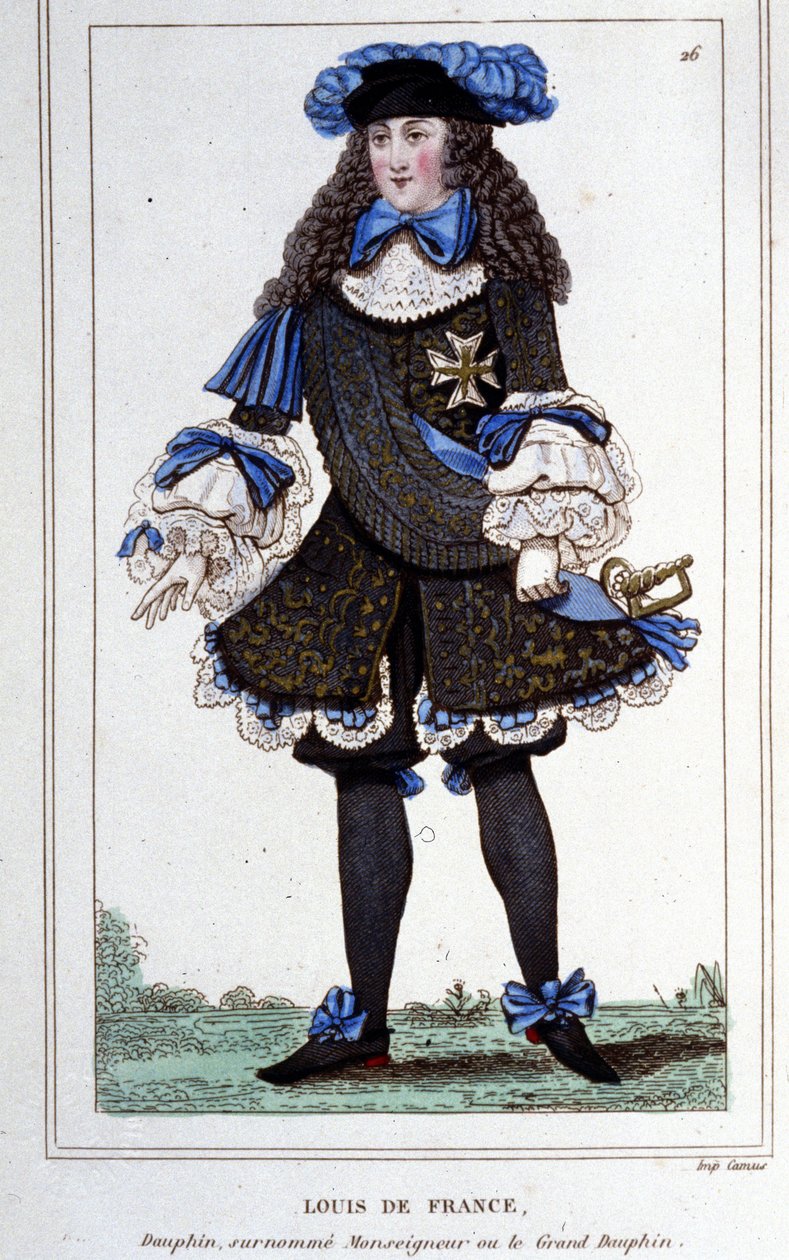 صورة لويس دو فرانس ، دوق بورغندي (1682 - 1712) تُعرف باسم "الدوفين العظيم". نقش من عام 1830. بواسطة فنان غير معروف