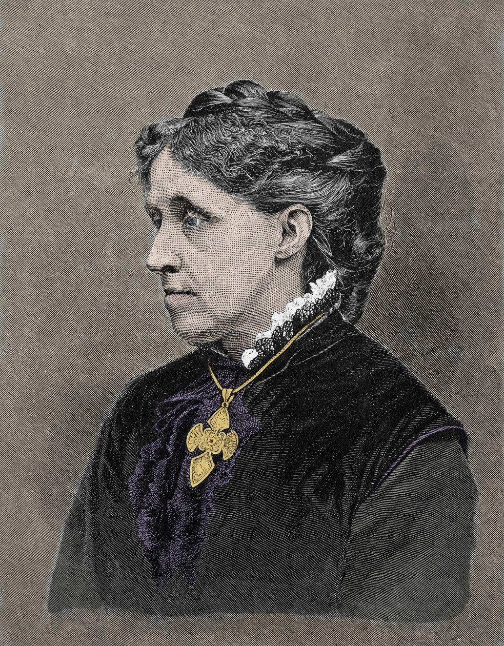 صورة لويزا ماي ألكوت (1832-1888) ، الروائي الأمريكي. النقش الملون في القرن التاسع عشر. بواسطة فنان غير معروف