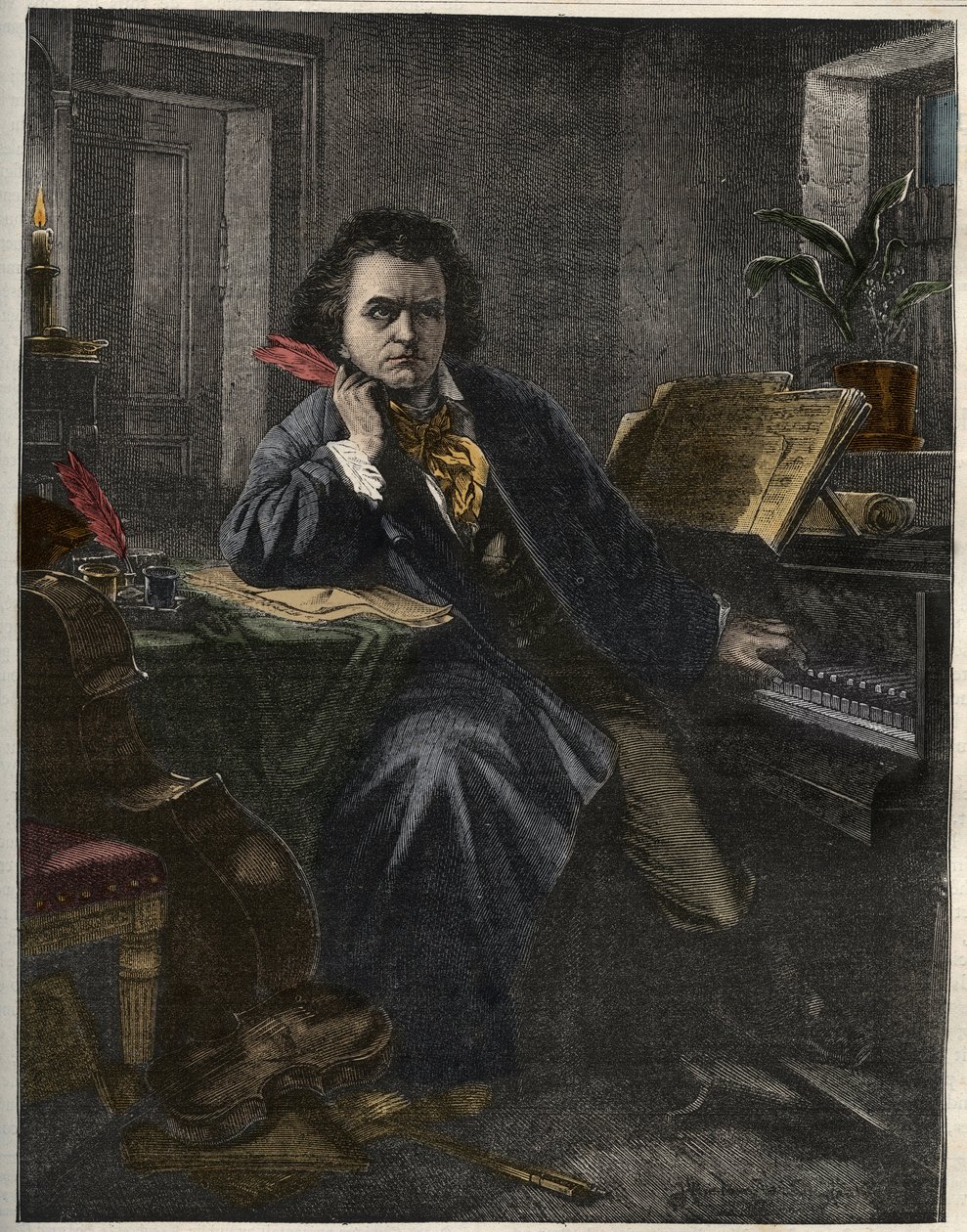 صورة شخصية لودفيج فان بيتهوفن (1770-1827) ، الملحن وعازف البيانو الألماني بواسطة فنان غير معروف