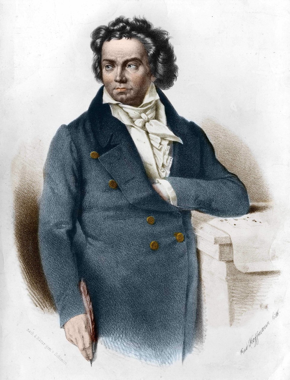 صورة لودفيج فان بيتهوفن (1770 - 1827) نقش من القرن التاسع عشر بواسطة فنان غير معروف