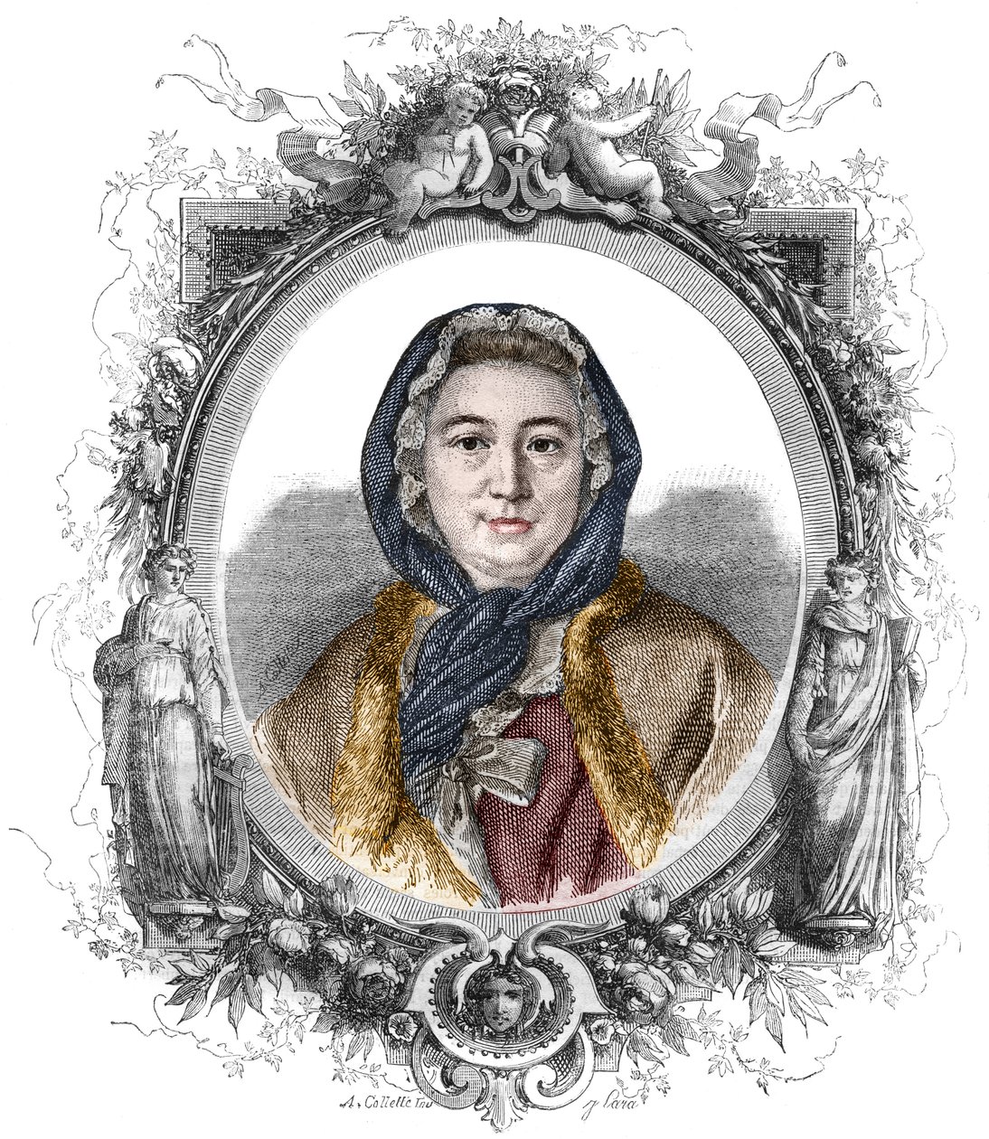 صورة مدام جيفرين ، ني ماري تيريز (ماري تيريز) روديت (1699-1777) - نقش من عام 1858 بواسطة فنان غير معروف