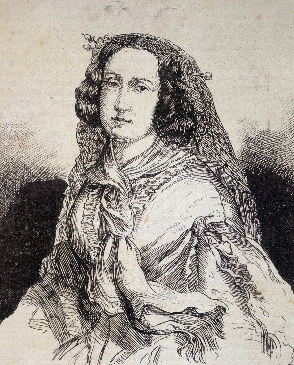 صورة للسيدة مارسيلين ديسبوردس فالمور (ديسبوردس فالمور) (1786 - 1859) ، كاتبة فرنسية - في "" المعاصرون "، وأواخر القرن التاسع عشر. بواسطة فنان غير معروف