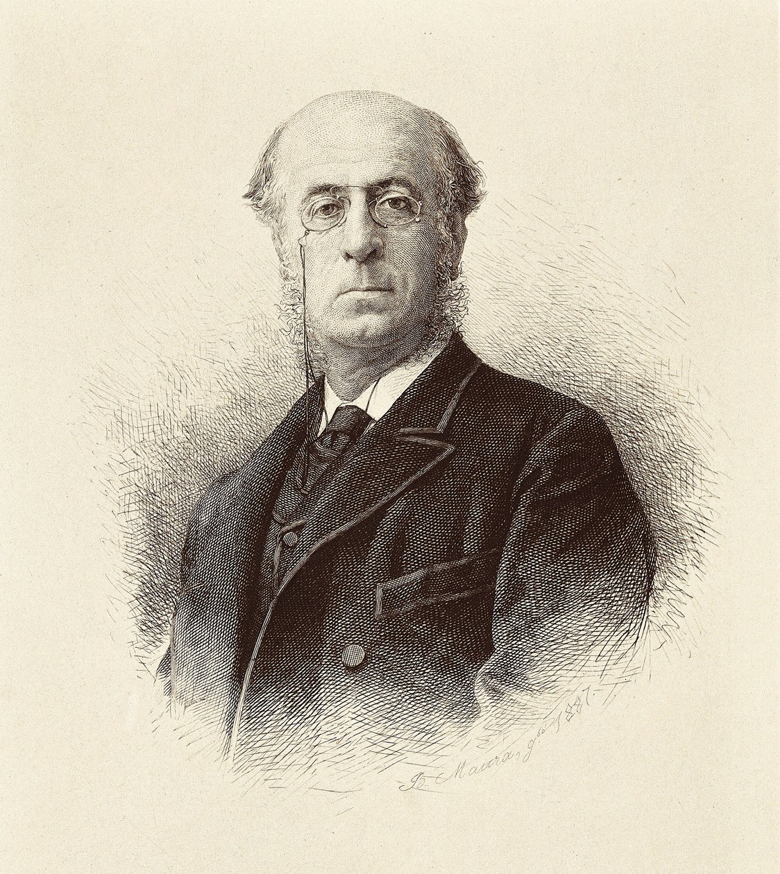 صورة لمانويل سيلفا واي لا فيليوز (1830-1892) ، سياسي إسباني. مدريد. نقش المكتبة الوطنية. بواسطة فنان غير معروف