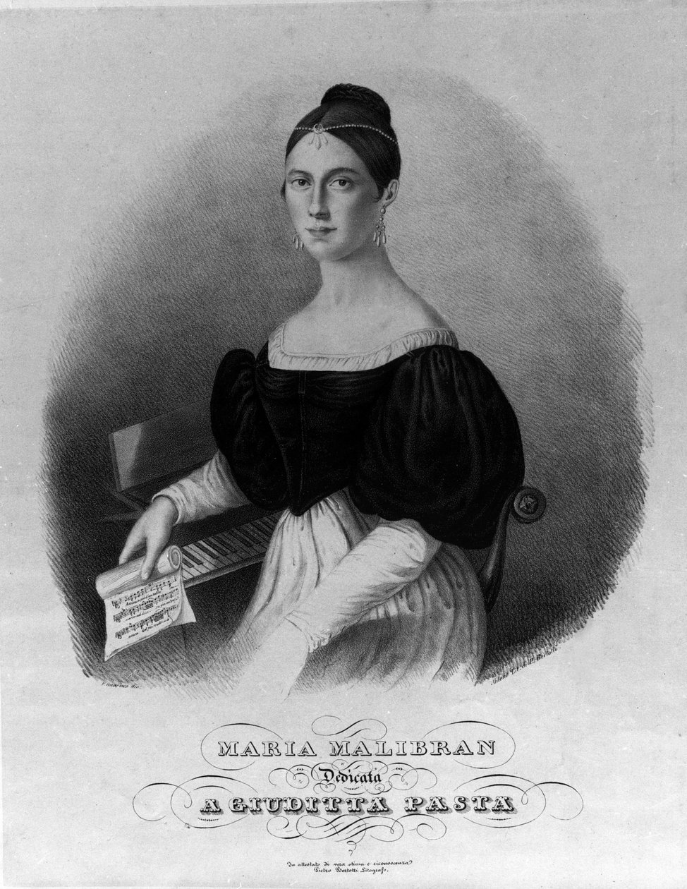 صورة لماريا جارسيا تسمى مغنية ماليبران (1808-1836) ، نقش مخصص لمكرونة جوديتا. بواسطة فنان غير معروف