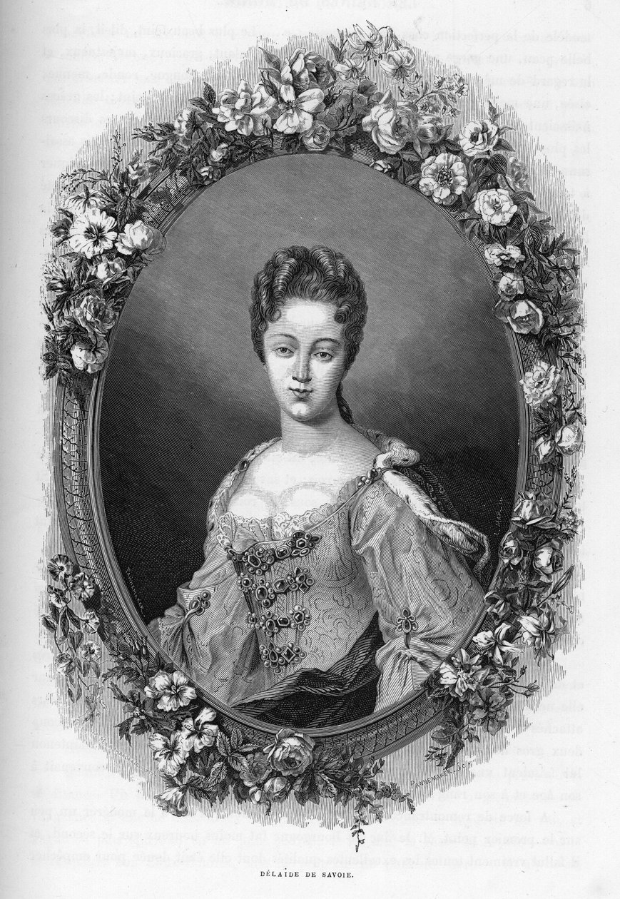 صورة لماري أديلايد (ماري أديلايد) دي سافوي (1685-1712) (صورة ماري أديلايد من سافوي) - 1862 نقش في "ملكات العالم" لكتابنا الأوائل. تم نشر الكتاب تحت إشراف JGD ARMENGAUD. بواسطة فنان غير معروف