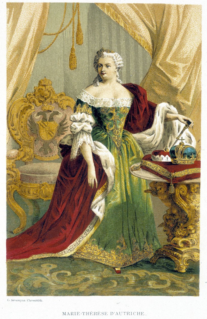 صورة لماري تيريزا النمساوية (1717-1780). الطباعة الحجرية الملونة من القرن التاسع عشر. بواسطة فنان غير معروف