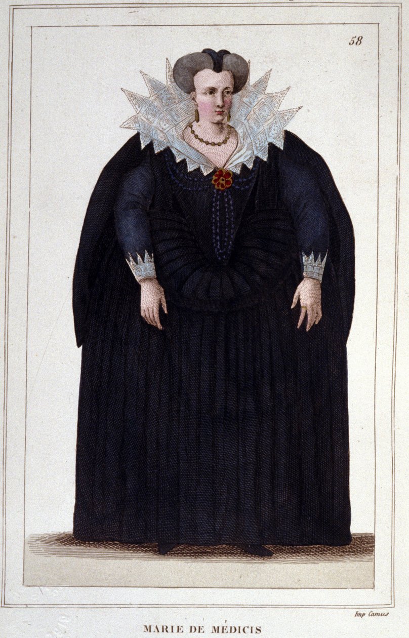 صورة لمريم ميديشي (1573 - 1642) ، زوجة هنري الرابع وأم لويس الثالث عشر. نقش من عام 1830 بواسطة فنان غير معروف