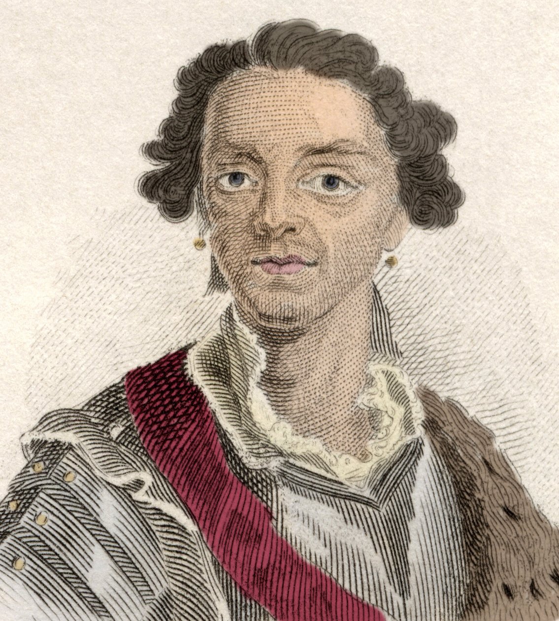 صورة لموريس ساكسونيا (هيرمان موريتز) (1696-1750) ، يُدعى "كونت ساكسونيا" أو "كونت راوت" ، كوندوتيير وماريشال جنرال في فرنسا. نقش القرن التاسع عشر. بواسطة فنان غير معروف