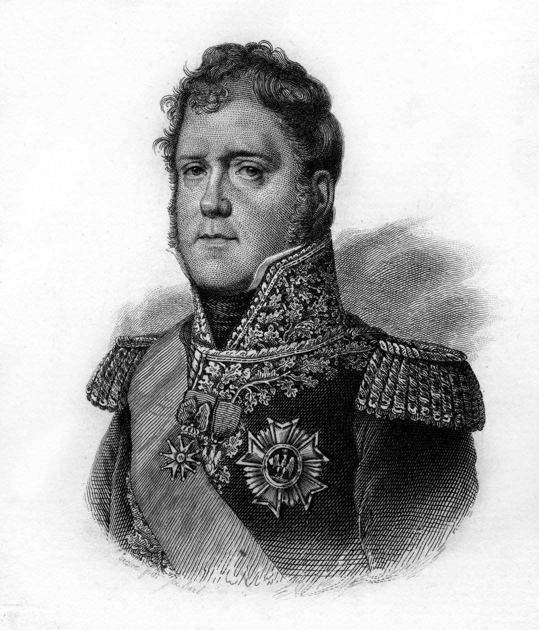 صورة ميشيل ناي (1769-1815) ، دوق إلتشنغن ، أمير موسكوفا ، مارشال فرنسا ، نقش من القرن التاسع عشر بواسطة فنان غير معروف