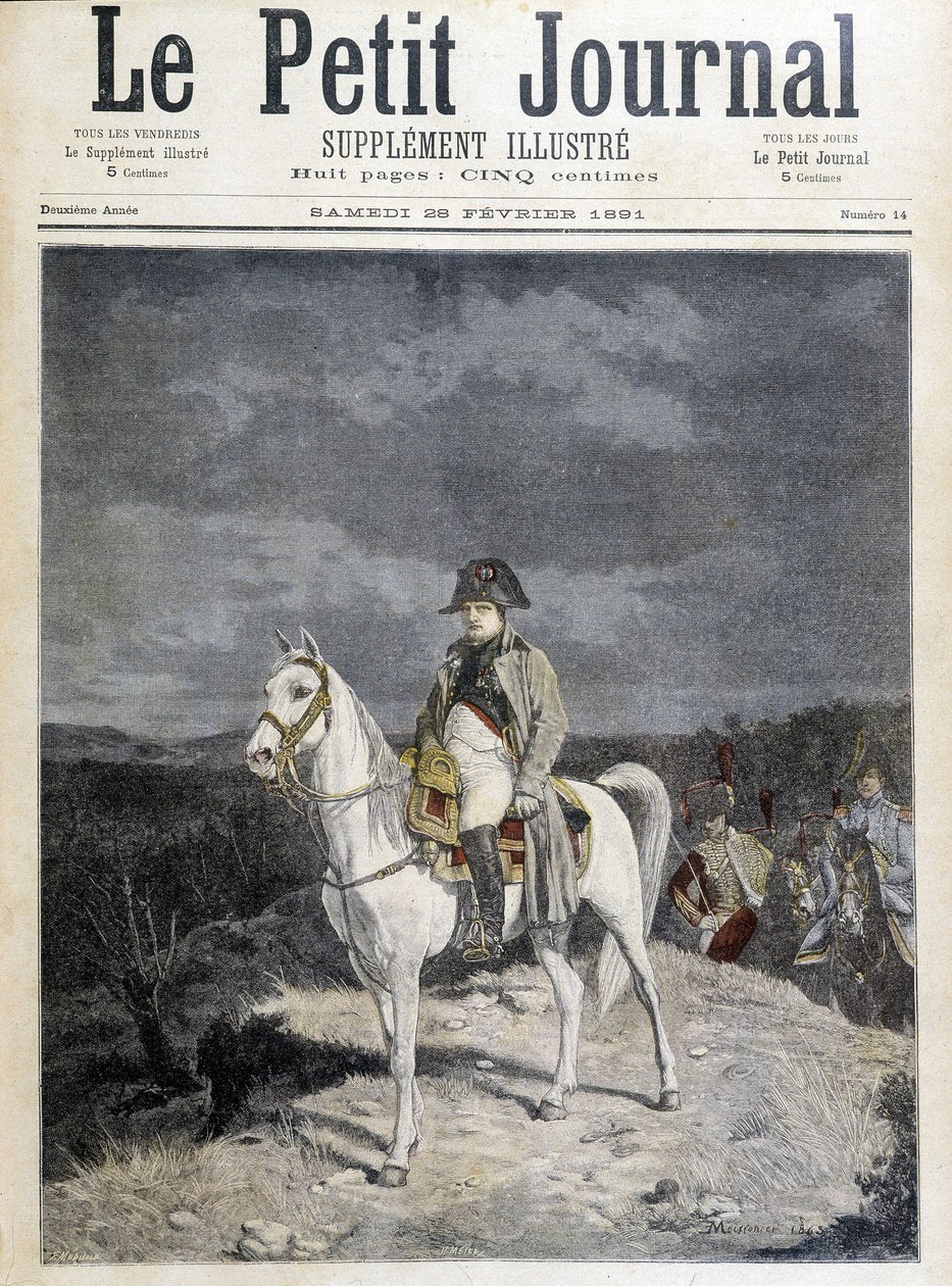 صورة لنابليون على حصان عام 1814. بواسطة فنان غير معروف