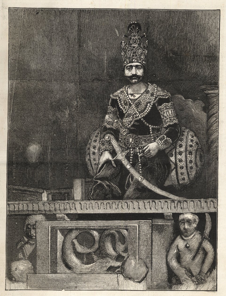 Portrait of Nasser Ed Din (1831-1896), Shah of Persia (Iran). Also called Nasseredin Shah, Nasserer-al-Din Shah Qajar, Nasser al-Din Shah Qajar, Nassiruddin Shah - (1831-1896) - 1873 بواسطة فنان غير معروف
