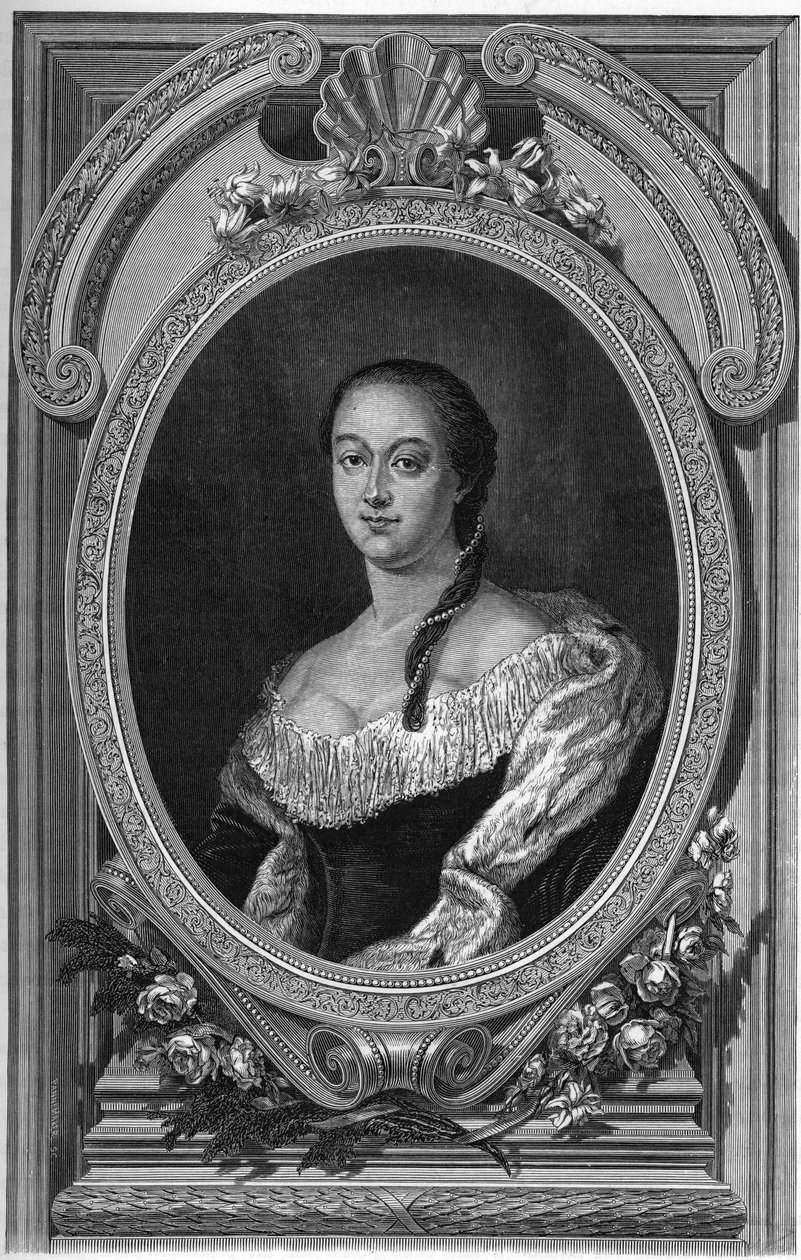 صورة ناتالي (ناتالي) دولغوروكي (1714-1771) ابنة بوريس بتروفيتش تشيريميتييف - نقش عام 1862 في "ملكات العالم" لكتابنا الأوائل ، كتاب نُشر تحت إشراف جان جيرمان ديزاير أرمينغود بواسطة فنان غير معروف
