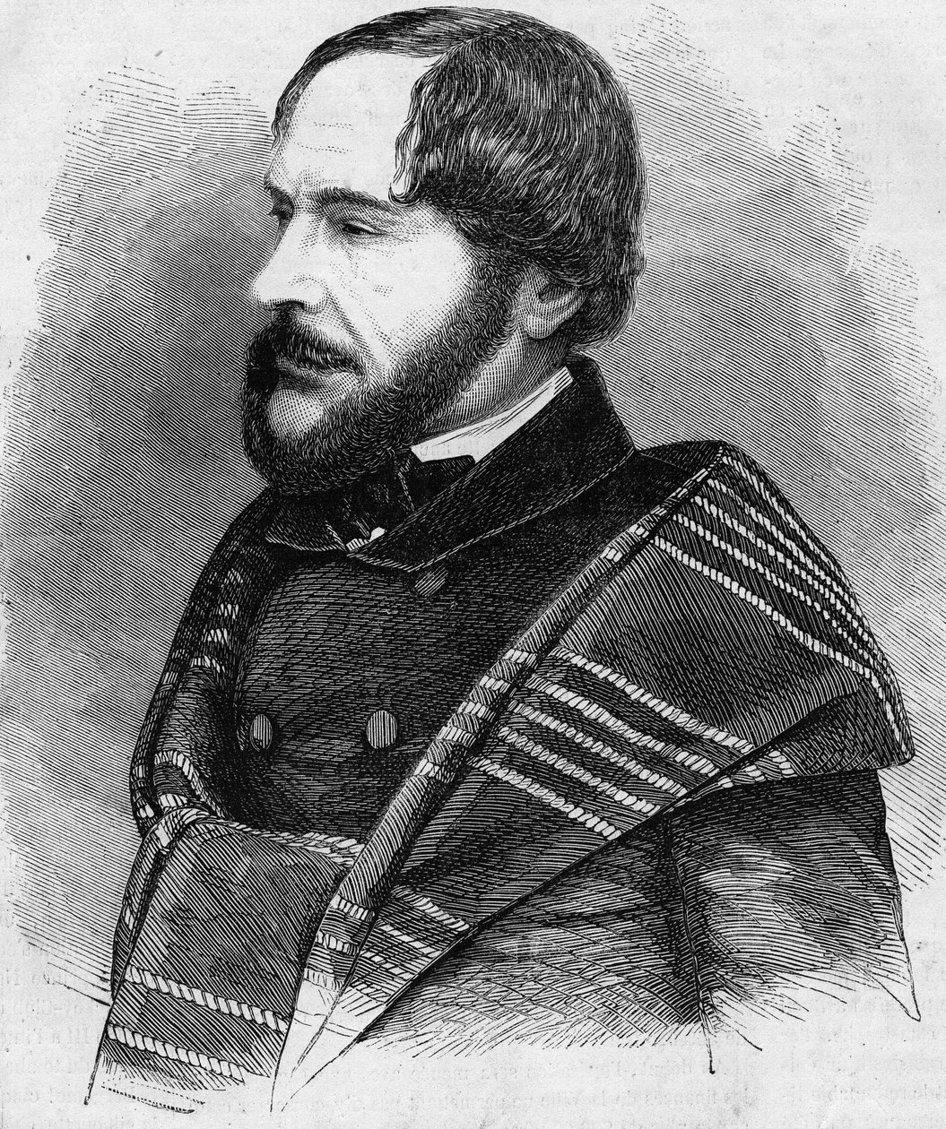 صورة شخصية لناقد PHILARETE CHASLE (1798-1873) ورجل ذو أحرف فرنسية ، نقش عام 1873 بواسطة فنان غير معروف