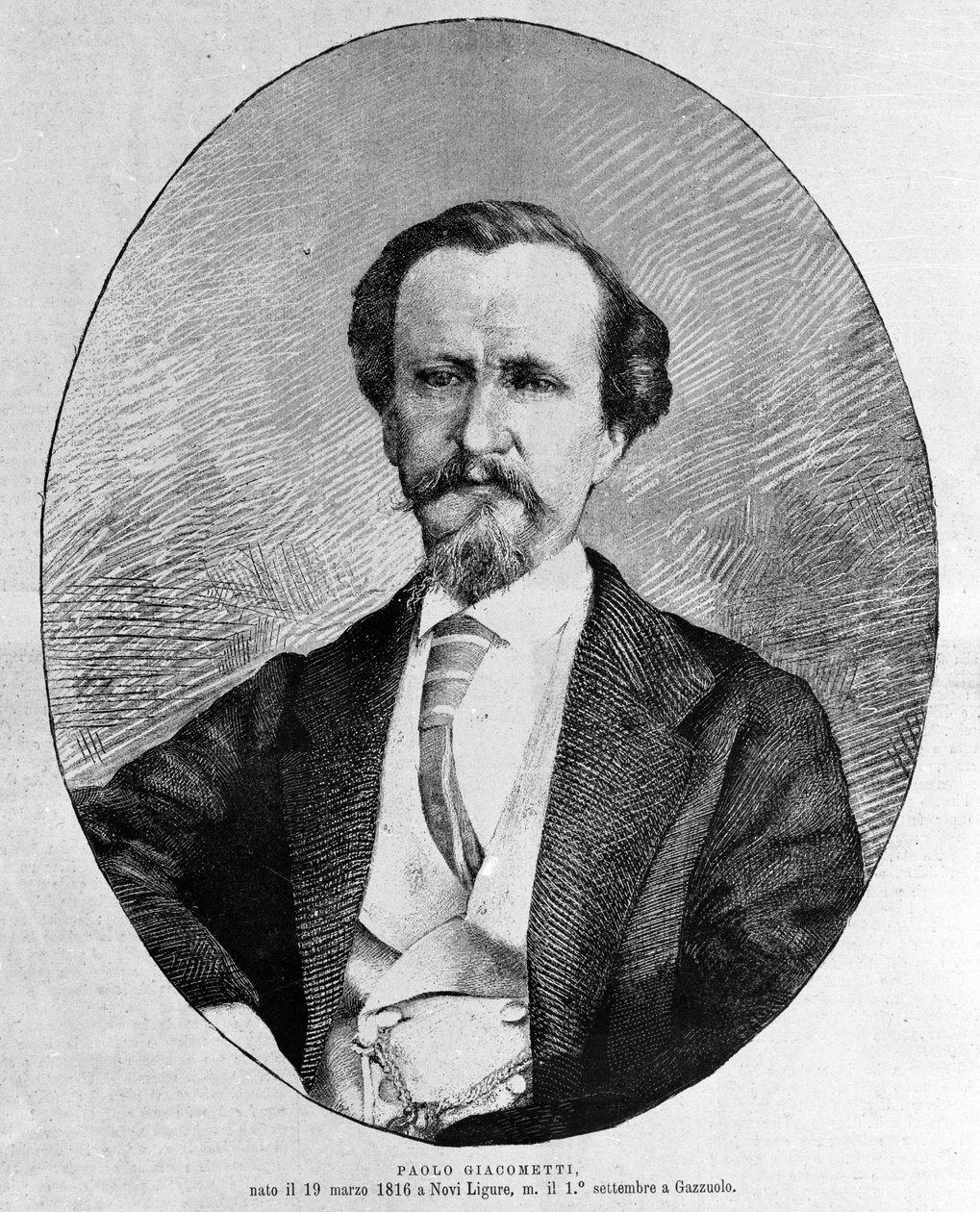 صورة شخصية للكاتب الإيطالي باولو جياكوميتي (1816-1882). بواسطة فنان غير معروف
