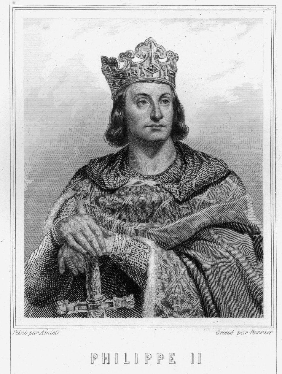 صورة لفيليب الثاني ديت فيليب أوغست (1165-1223) ، ملك فرنسا - في "Histoire des Français" للافالي ، نقش ، بدون تاريخ. بواسطة فنان غير معروف
