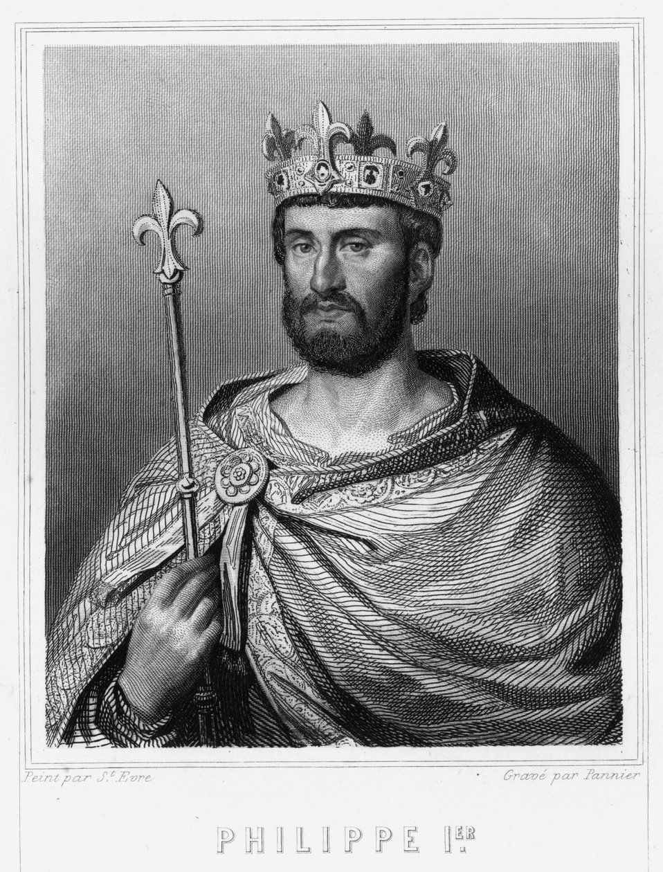 صورة لفيليب الأول (1060 - 1108) ، ملك فرنسا - في "Histoire des Français" للافالي ، نقش ، بدون تاريخ. بواسطة فنان غير معروف
