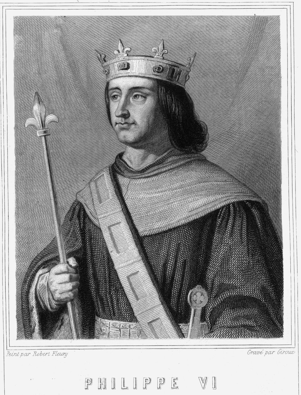 صورة لفيليب السادس دي فالوا (1294 - 1350) ، ملك فرنسا - في "Histoire des Français" للافالي ، نقش ، بدون تاريخ. بواسطة فنان غير معروف