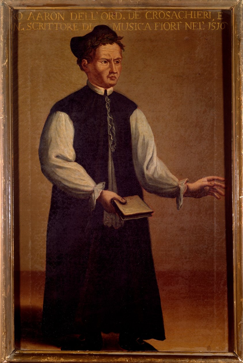 صورة لبييترو آرون (آرون) (1489-1545) ، منظّر الموسيقى الإيطالية رسم مجهول. القرن السادس عشر. بولونيا ، المتحف الببليوغرافي المدني بواسطة فنان غير معروف