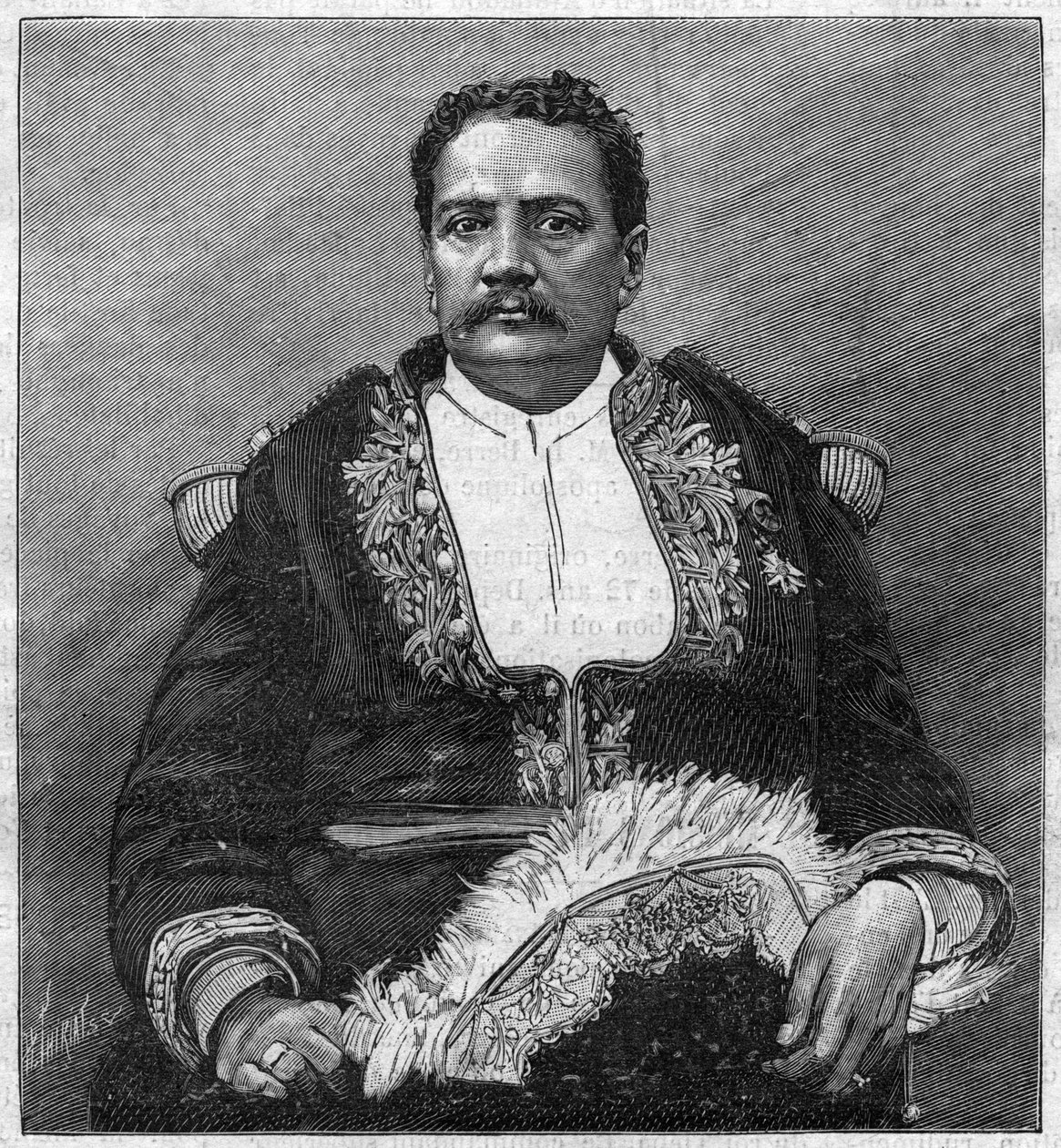 صورة لبوماري الخامس (1839 - 1891) آخر ملوك تاهيتي - نقش بواسطة فنان غير معروف