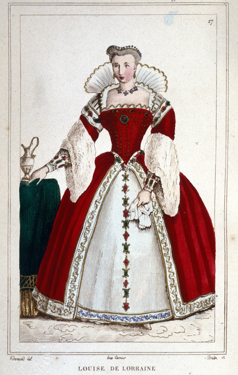 صورة للملكة لويز من لورين (1553 - 1601) ، زوجة هنري الثالث. نقش 1830. بواسطة فنان غير معروف