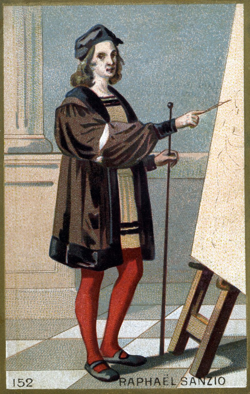 صورة رافائيل (رافائيل سانزيو 1483-1520). الطباعة الحجرية الملونة في أواخر القرن التاسع عشر. بواسطة فنان غير معروف