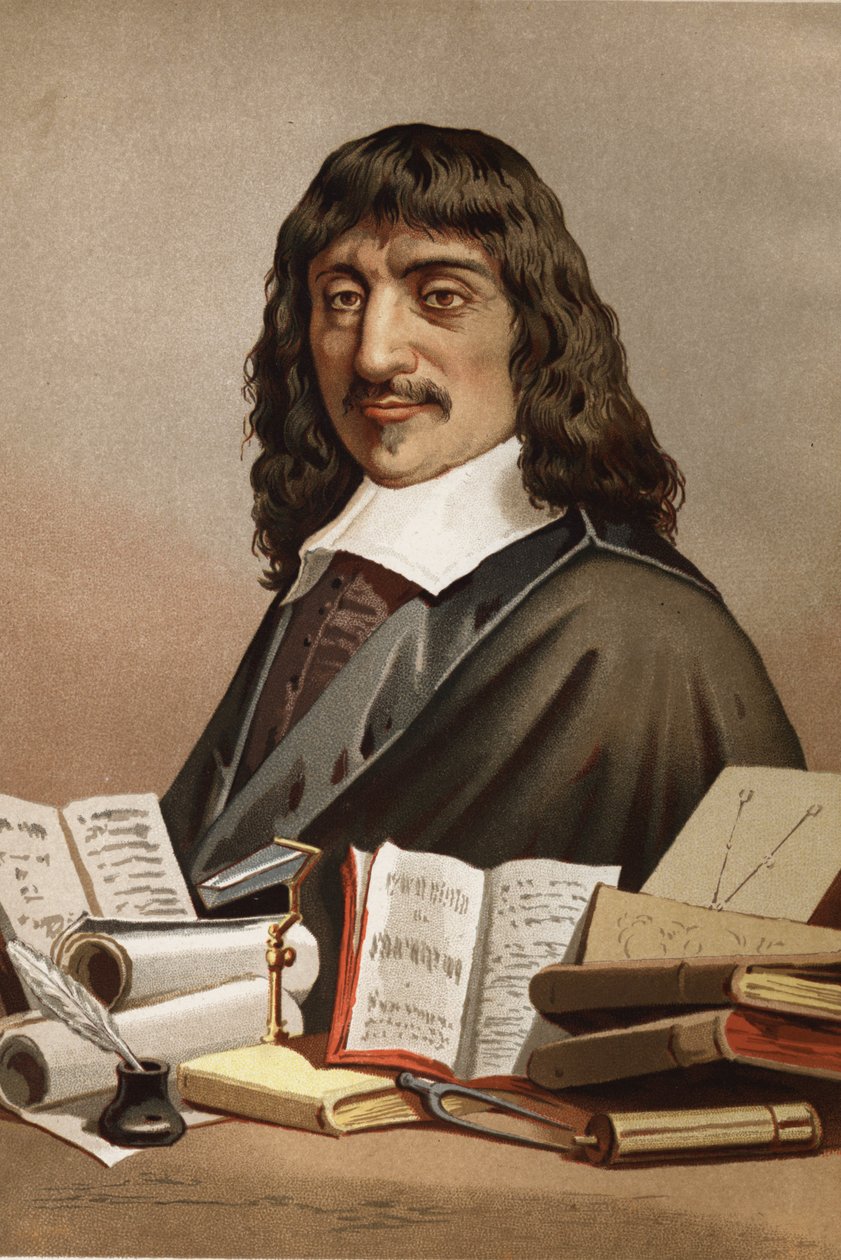 صورة رينيه ديكارت. 1596-1650. من العلوم ورجالها بواسطة لويس فيغير. برشلونة 1881 بواسطة فنان غير معروف