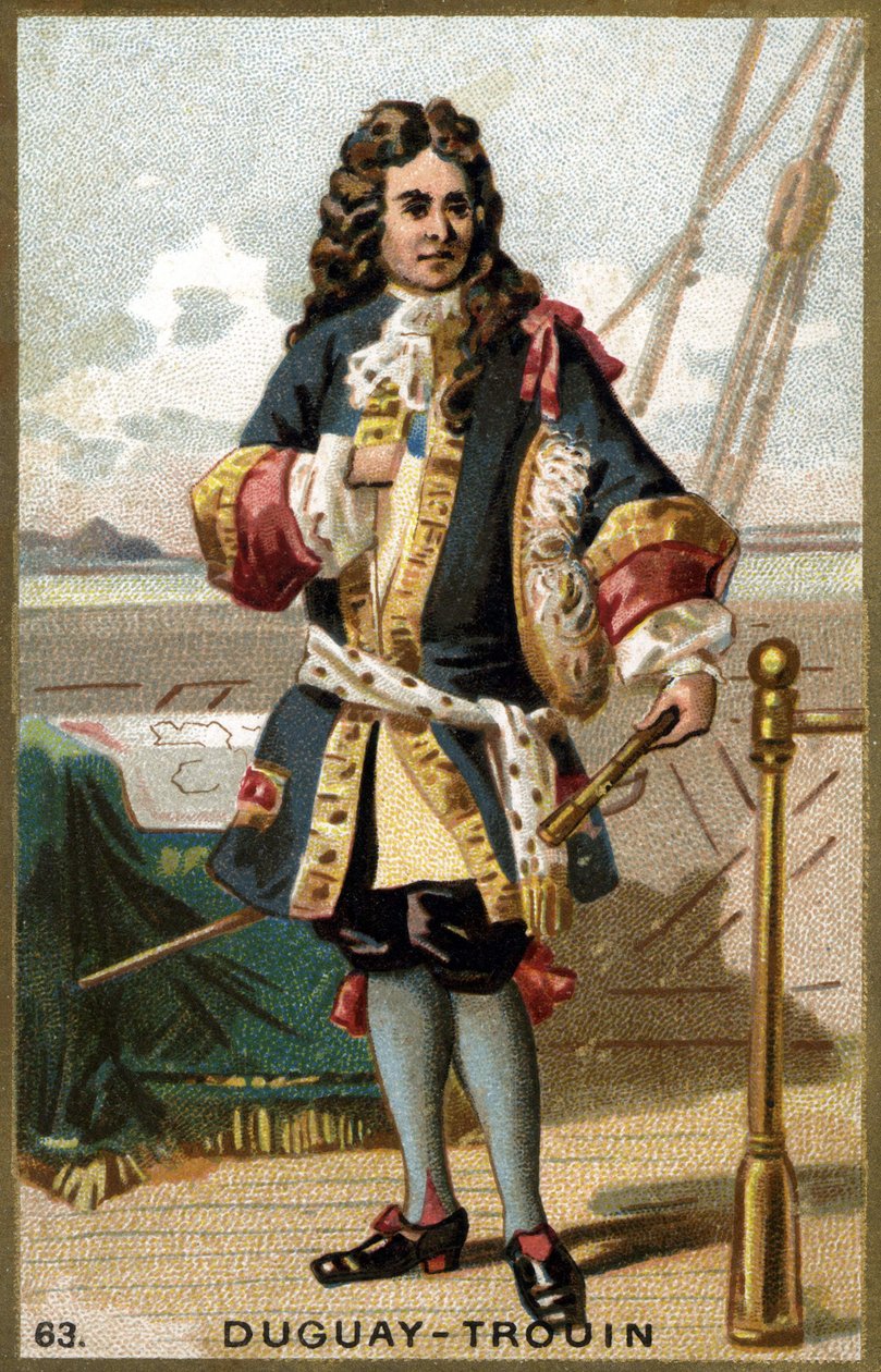صورة لرينيه دوجواي تروين (دوجواي-تروين) (رينيه تروين دو غيو ديت) (1673-1736) ، بحار فرنسي. الطباعة الحجرية الملونة في القرن التاسع عشر. بواسطة فنان غير معروف