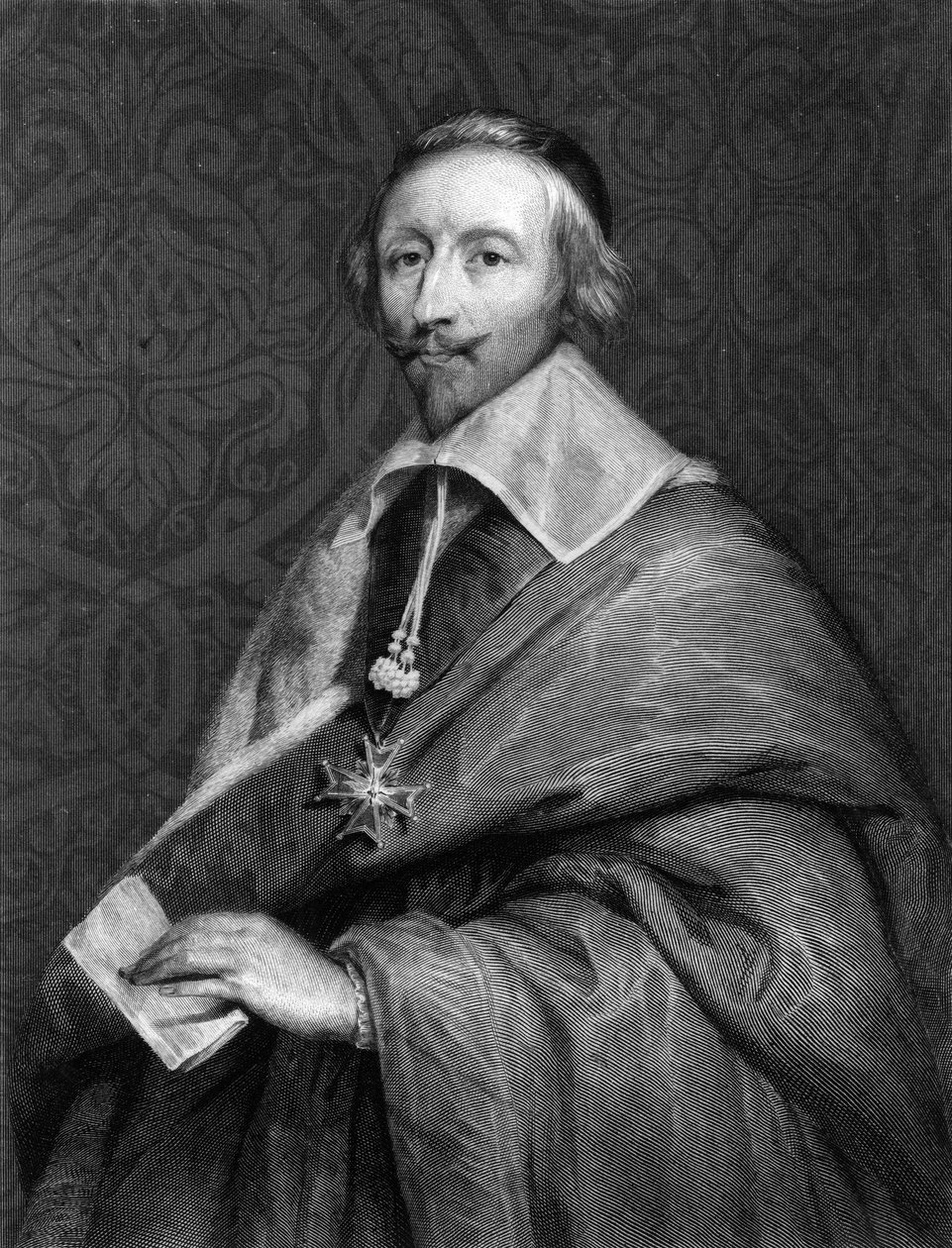 صورة لريتشيليو (1585 - 1642) - في "" تاريخ الفرنسيين "للافالي ، نقش ، sd. بواسطة فنان غير معروف