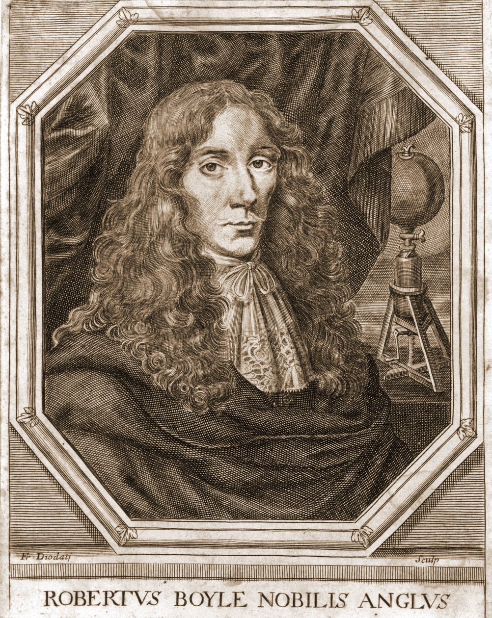 صورة لروبرت بويل (1627 - 1691) ، عالم فيزيائي وكيميائي إيرلندي. بواسطة فنان غير معروف