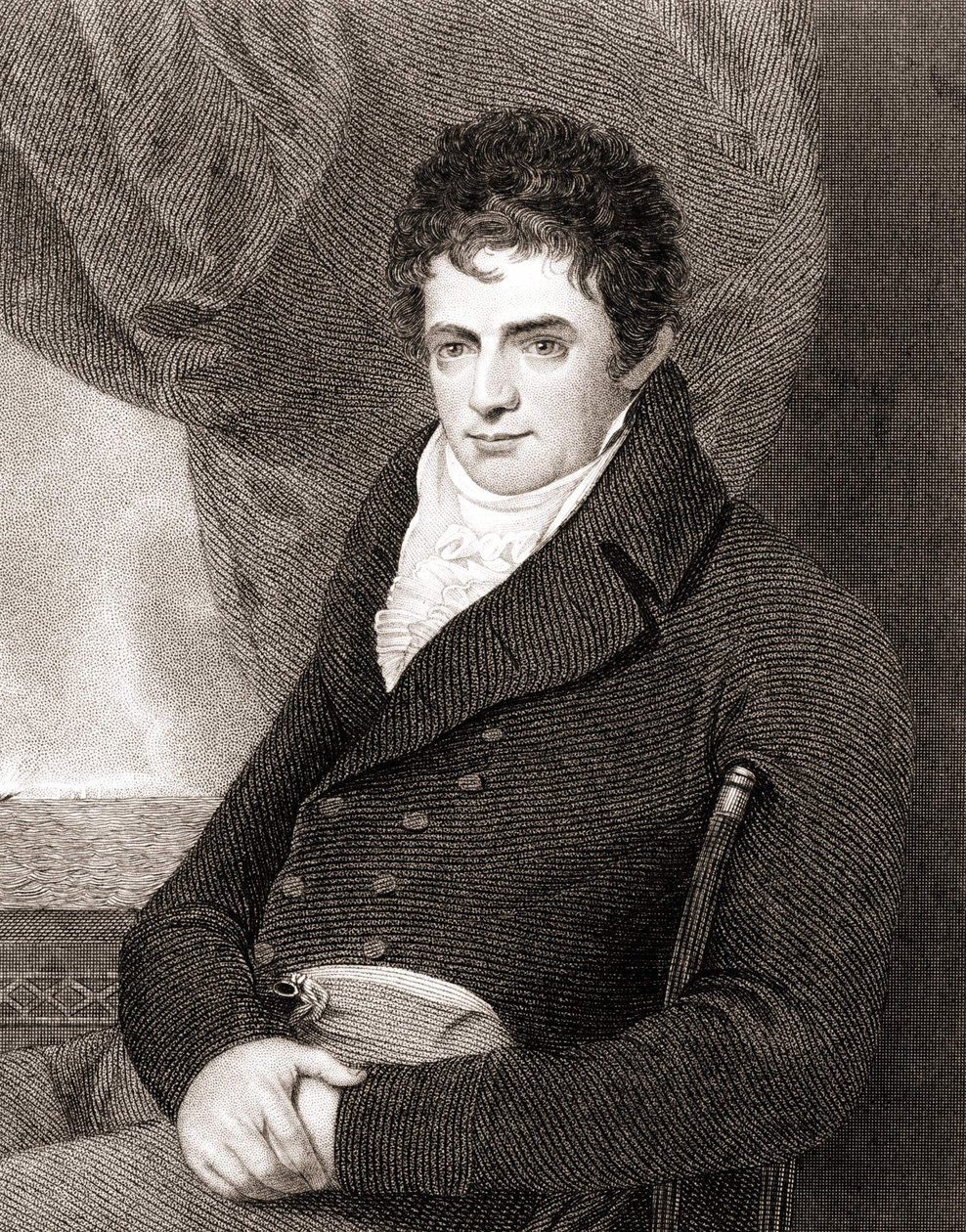 صورة روبرت فولتون (1765 - 1815) ، ميكانيكي بناء السفن الأمريكي (نوتيلوس). نقش القرن التاسع عشر. بواسطة فنان غير معروف