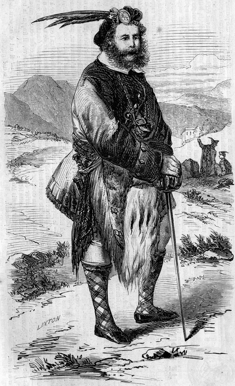 صورة لروالين جورج جوردون كومينغ (1820-1866) ، مسافر اسكتلندي وصائد أسود. نقش لنتون في "" العالم المصور "" رقم 56 بتاريخ 8 مايو 1858. بواسطة فنان غير معروف