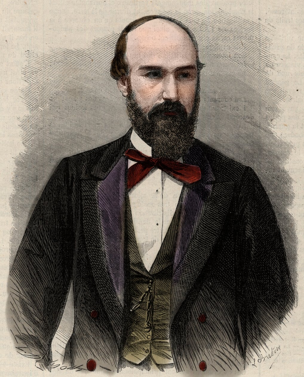صورة لسانتوس جوتيريز (1820-1872) سياسي ورئيس سابق للولايات المتحدة في كولومبيا. نقش في "" L'Univers اللامع "" بواسطة فنان غير معروف