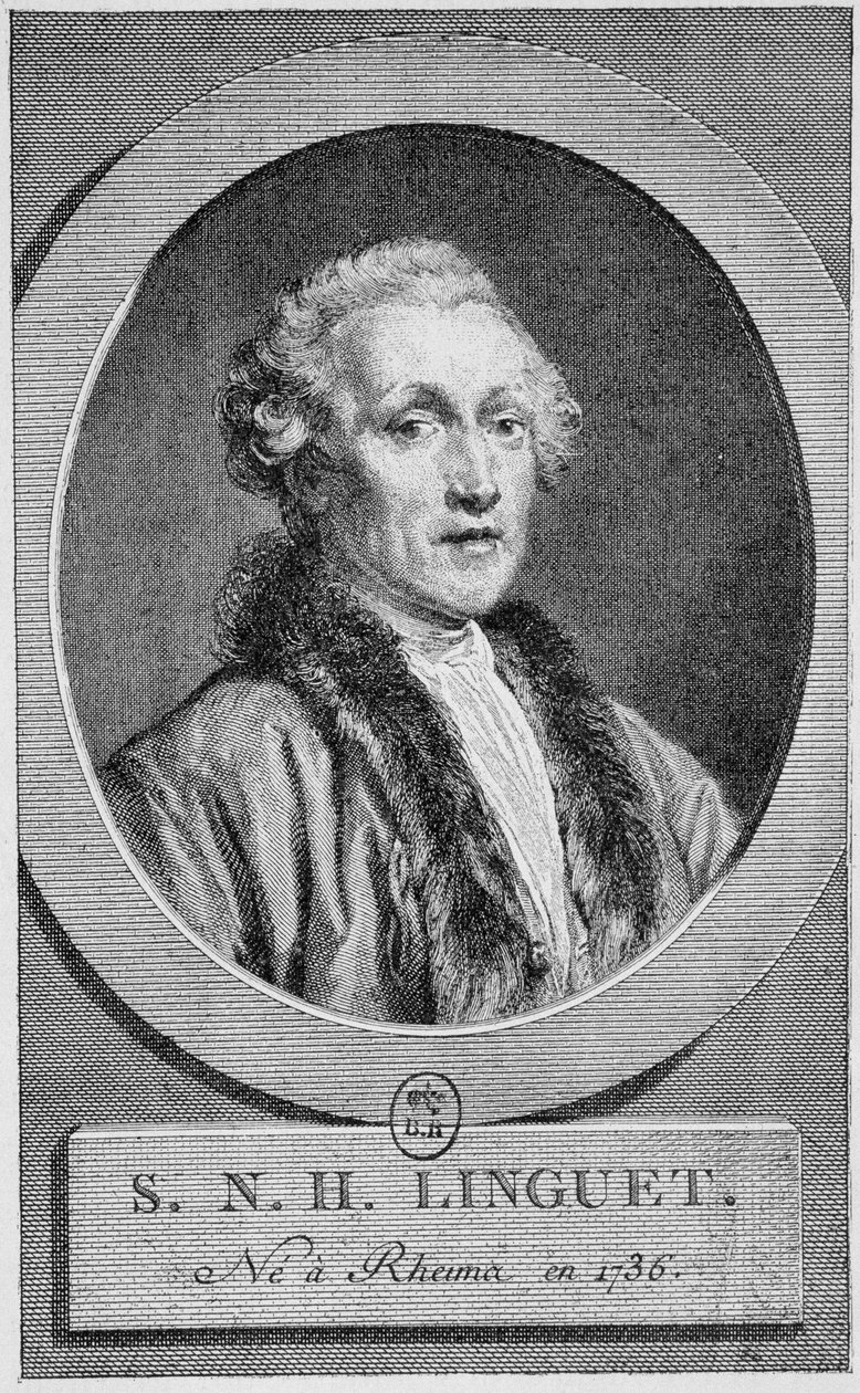 صورة لسيمون نيكولا هنري لينجوي (1736 - 1794). نقش نهاية القرن التاسع عشر في "هيستوار دو فرانس" له. مارتن. بواسطة فنان غير معروف