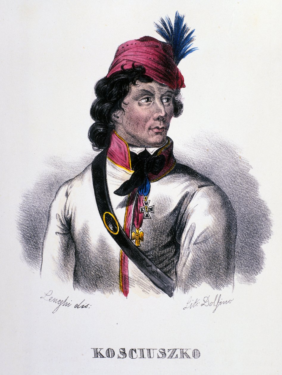 صورة للجندي البولندي ثاديوس (تاديوس) كوسيوسكو (كوسيوسكو) (1746-1817). نقش القرن التاسع عشر بواسطة فنان غير معروف
