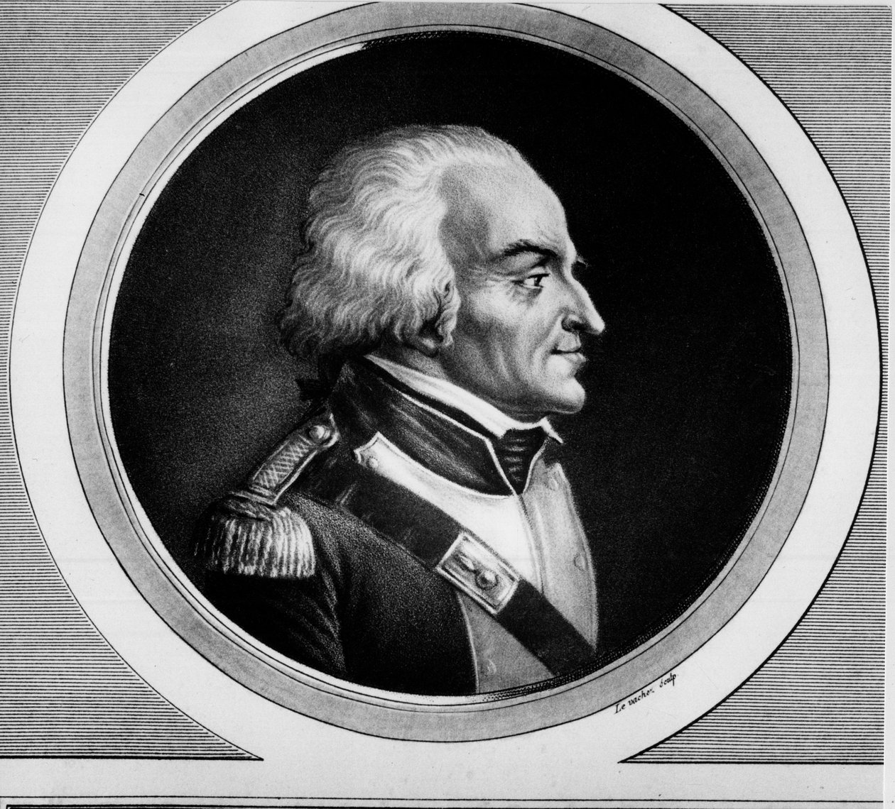 صورة لثيوفيل مالو كوريت دي لا تور (أو لاتور) ديوفيرني (1743-1800). نقش في "" مجموعة كاملة من اللوحات التاريخية للثورة الفرنسية ، في ثلاثة مجلدات. "" 1804. بواسطة فنان غير معروف