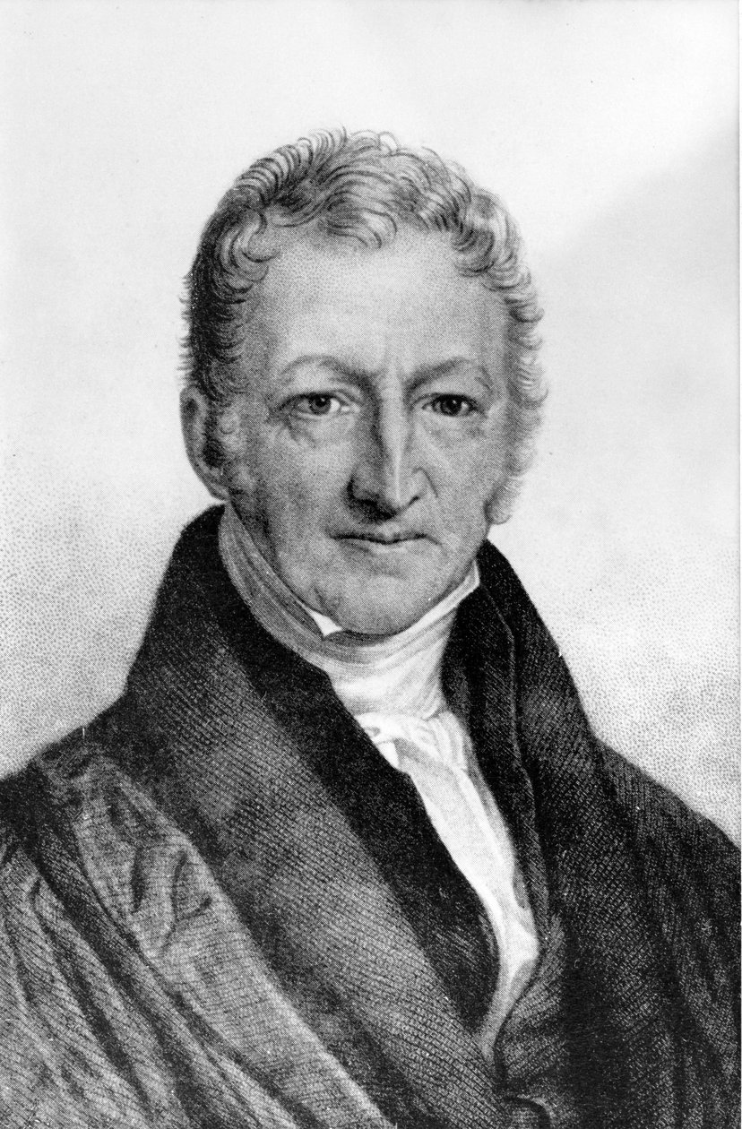 صورة لتوماس روبرت مالتوس (1766-1834) ، اقتصادي بريطاني. بواسطة فنان غير معروف