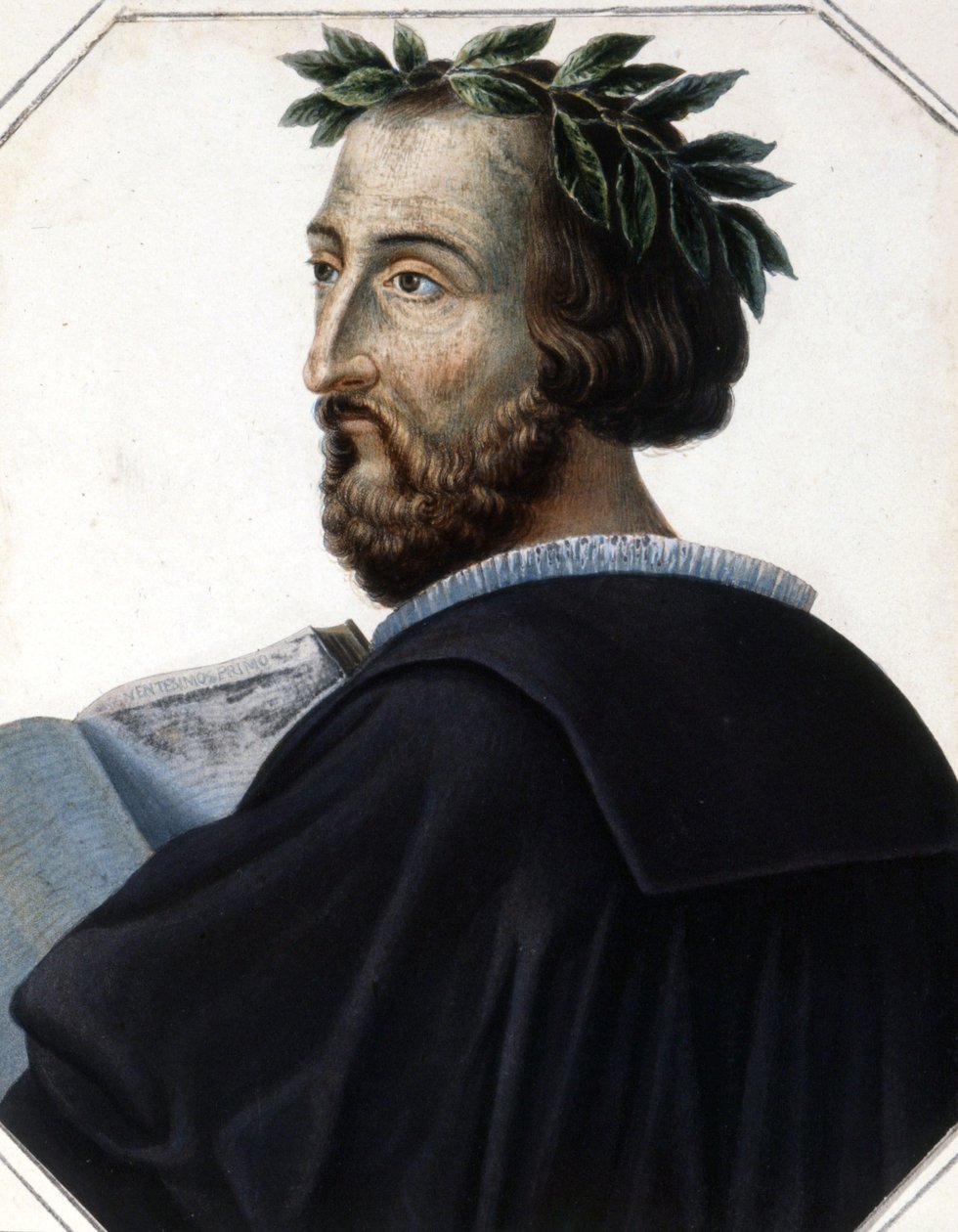 صورة توركواتو تاسو ، المعروفة باسم القدح (1544-1595) ، الشاعر الإيطالي. نقش من بداية القرن التاسع عشر. بواسطة فنان غير معروف