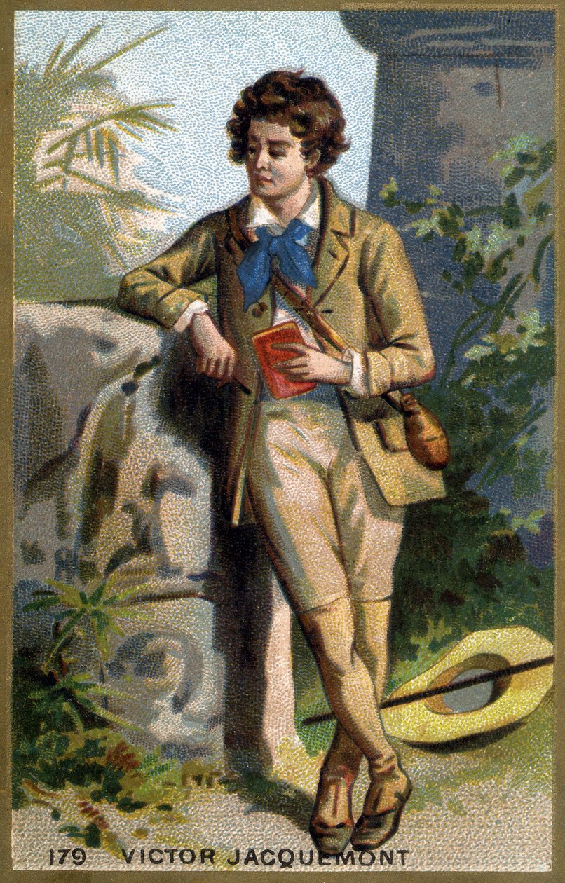 صورة لفيكتور جاكيمونت (1801-1832) ، عالم النبات والرحالة الفرنسي. الطباعة الحجرية الملونة في القرن التاسع عشر. بواسطة فنان غير معروف