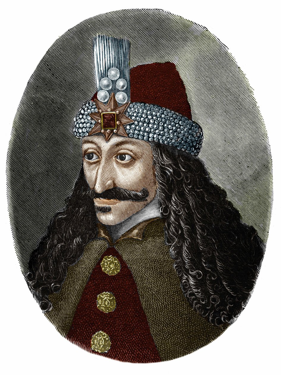 صورة فلاد تيبس الثالث المخوزق أو دراكولا (1431-1476) الذي ألهم برام ستوكر شخصية دراكولا ، وهي رواية كتبت عام 1897. بواسطة فنان غير معروف
