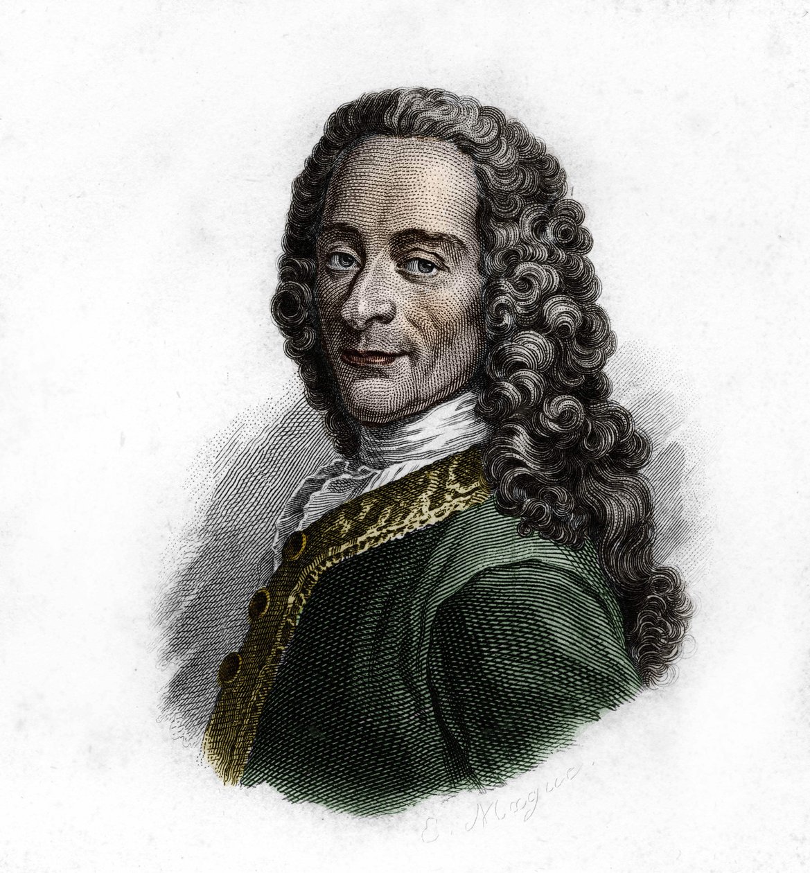 صورة لفولتير (1694 - 1778) كاتب وفيلسوف فرنسي بواسطة فنان غير معروف
