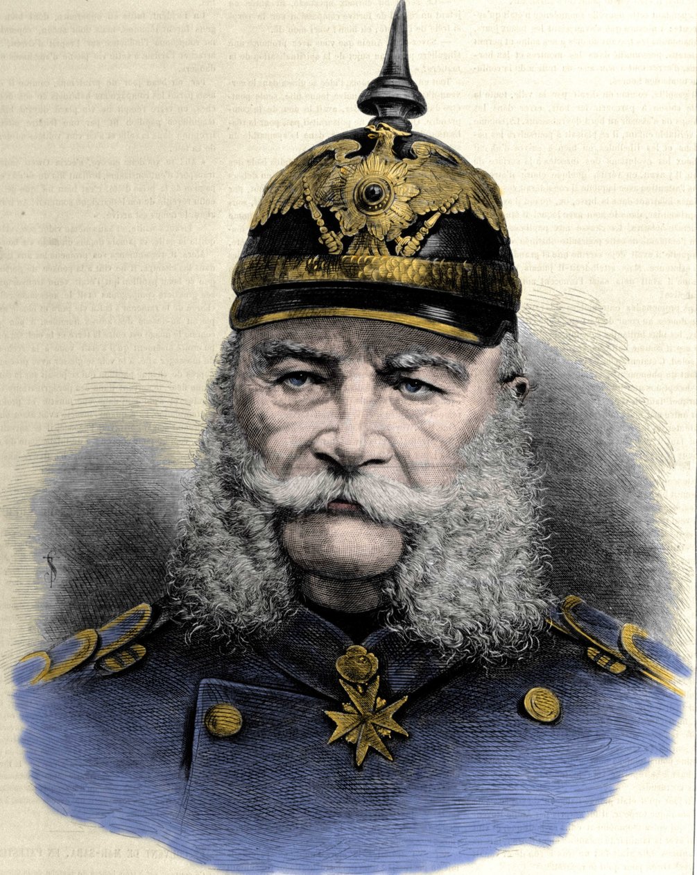 صورة وليام الأول (1797-1888) ، ملك بروسيا وإمبراطور ألمانيا. نقش من نهاية القرن التاسع عشر. بواسطة فنان غير معروف