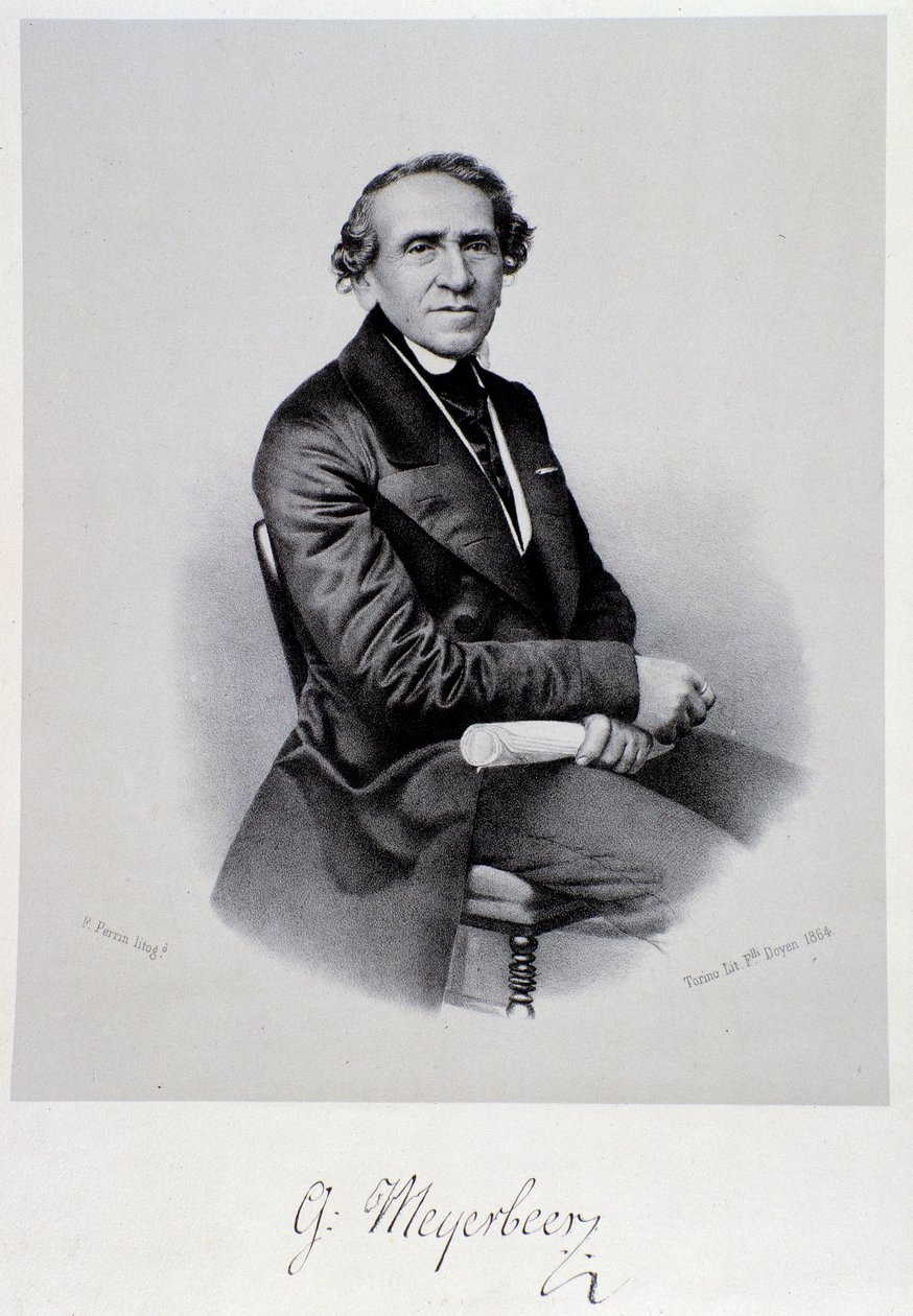 صورة لملحن الأوبرا الألماني جياكومو مايربير (1791-1864) نقش. القرن ال 19. بولونيا ، متحف الموسيقى المدنية بواسطة فنان غير معروف