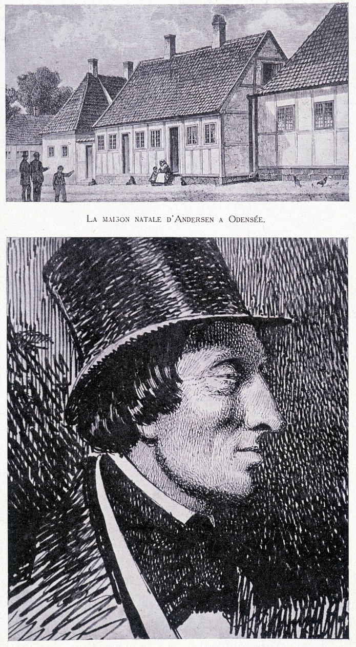 صورة للكاتب الدنماركي هانز أندرسن (1805-1875) ومنزله في أودنسي ، الدنمارك ، حوالي عام 1832. بواسطة فنان غير معروف