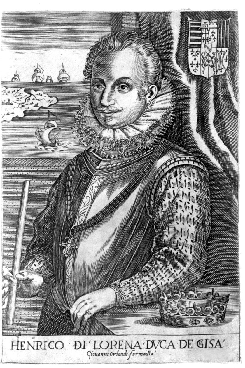 صورة لدوق Guise (هنري الأول من لورين ، المعروف باسم Scalafre (1550 - 1588)). نقش من القرن السابع عشر. بواسطة فنان غير معروف