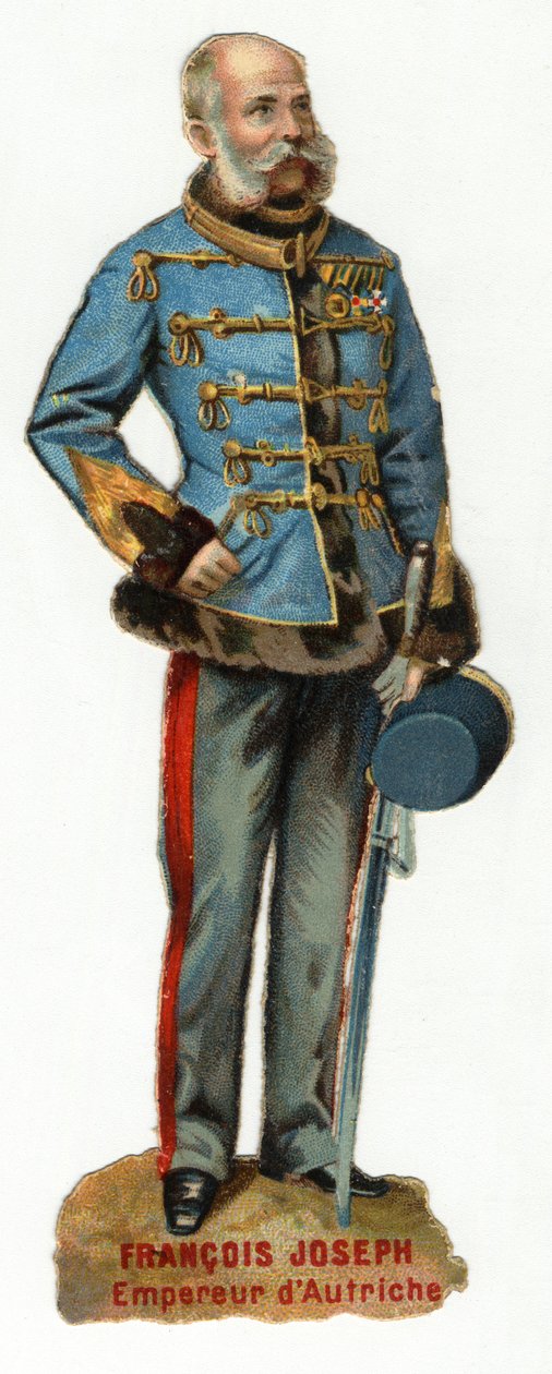 صورة لإمبراطور النمسا فرانسوا جوزيف الأول (1830-1916) الطباعة الحجرية الملونة في أواخر القرن التاسع عشر. مجموعة خاصة بواسطة فنان غير معروف